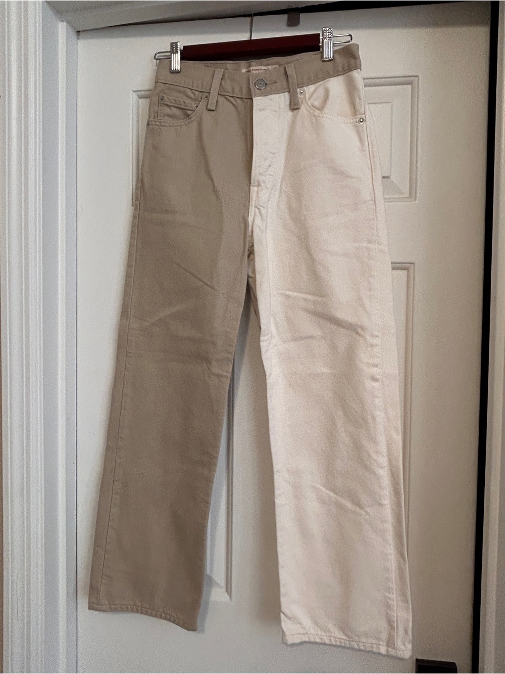 Levi's Two-Tone Beige and Cream Straight Leg Jeans